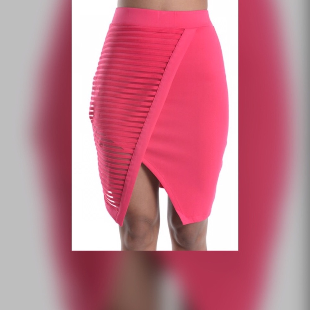 Illusion Stripe Scuba Cross Hem Pencil Skirt